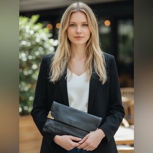 Chic Black Clutch with Gold Details